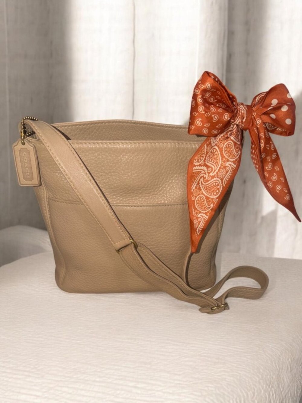 VTG Coach Sonoma Pocket Zip Crossbody 4924 Wheat Natural Grain Leather 90s USA